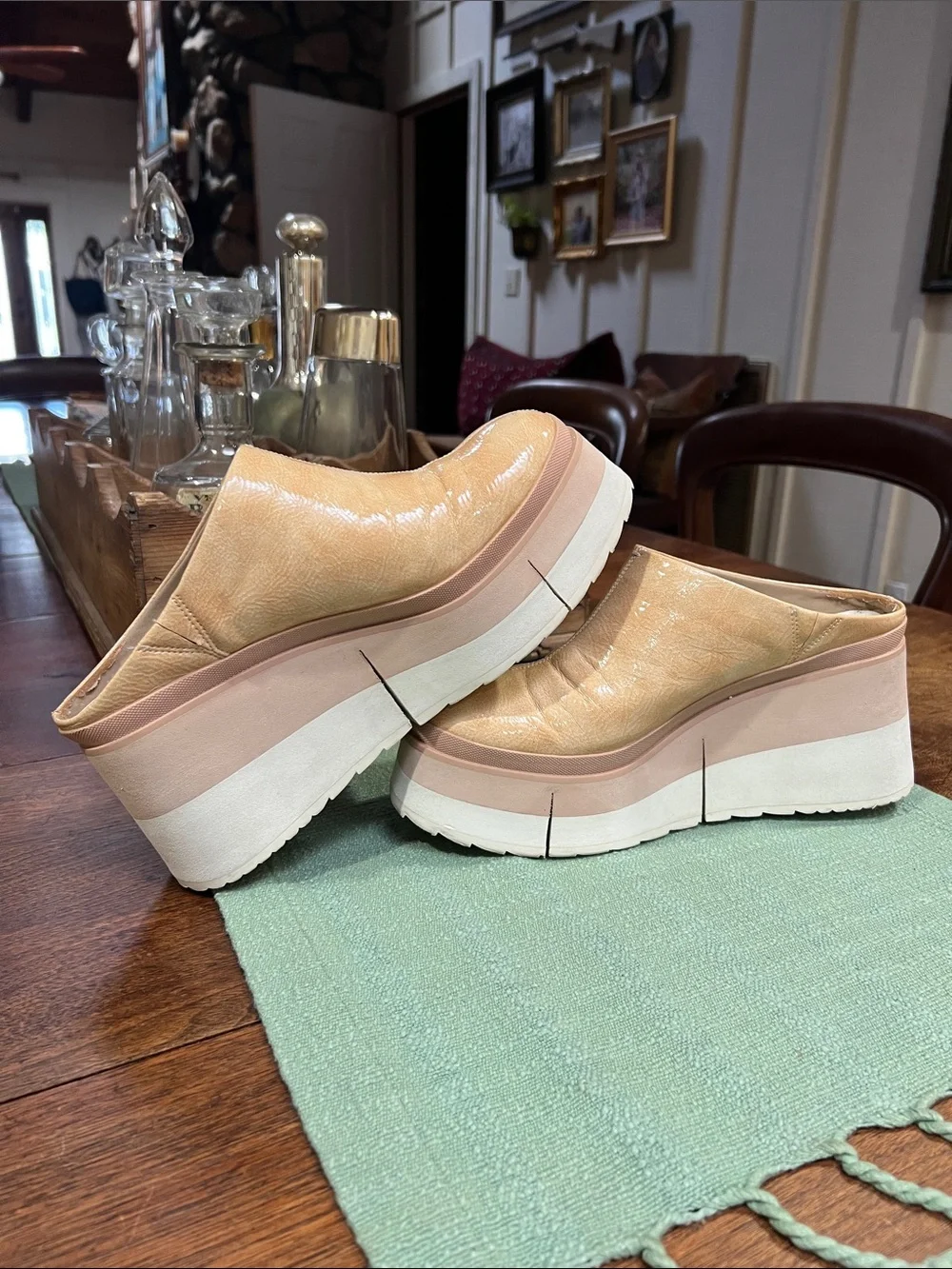 Naked Feet Coach Platforms in Beige